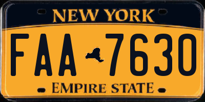 NY license plate FAA7630