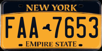 NY license plate FAA7653
