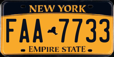 NY license plate FAA7733