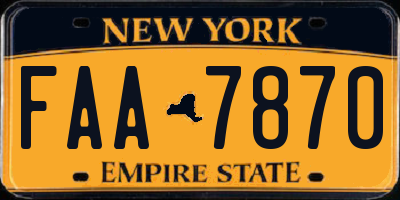 NY license plate FAA7870