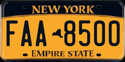 NY license plate FAA8500
