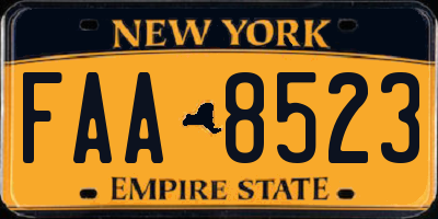 NY license plate FAA8523