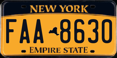 NY license plate FAA8630
