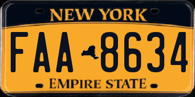 NY license plate FAA8634