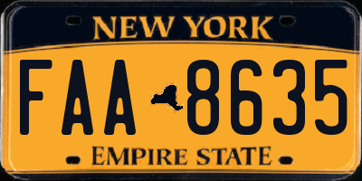 NY license plate FAA8635