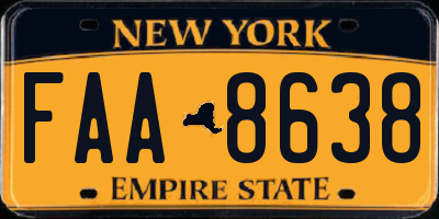NY license plate FAA8638