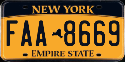 NY license plate FAA8669