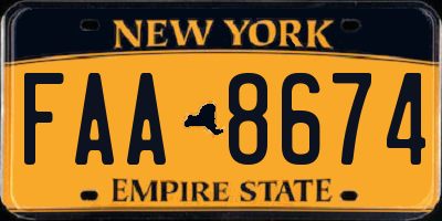 NY license plate FAA8674