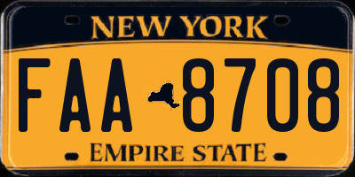 NY license plate FAA8708