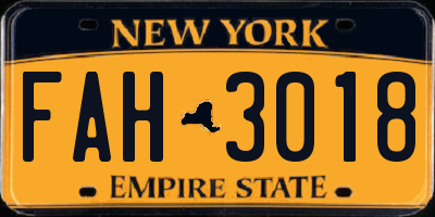NY license plate FAH3018