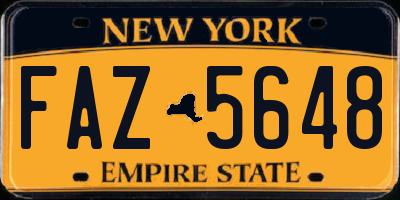 NY license plate FAZ5648