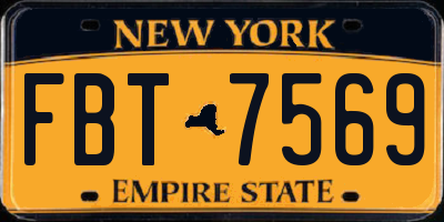 NY license plate FBT7569