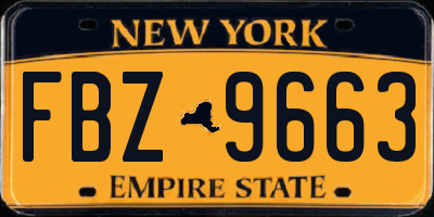 NY license plate FBZ9663