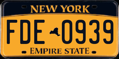NY license plate FDE0939