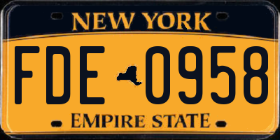 NY license plate FDE0958