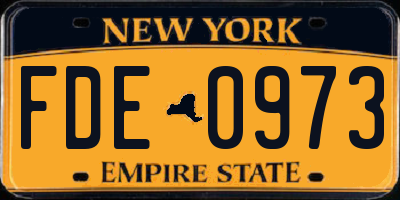 NY license plate FDE0973