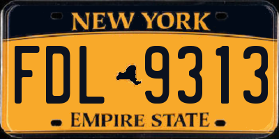 NY license plate FDL9313