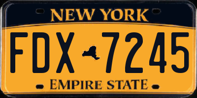 NY license plate FDX7245