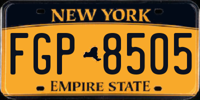 NY license plate FGP8505