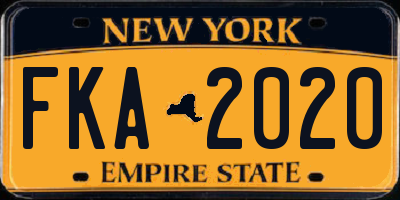 NY license plate FKA2020