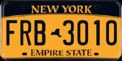 NY license plate FRB3010