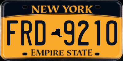 NY license plate FRD9210