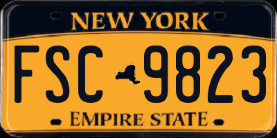 NY license plate FSC9823