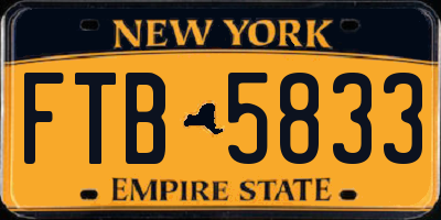 NY license plate FTB5833