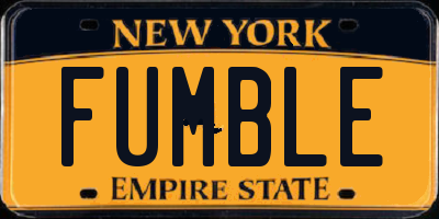 NY license plate FUMBLE