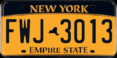 NY license plate FWJ3013