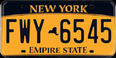 NY license plate FWY6545