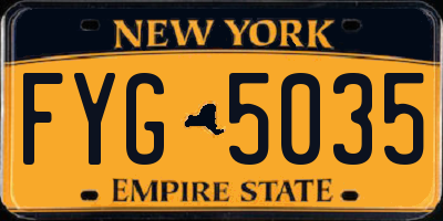 NY license plate FYG5035