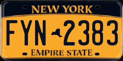 NY license plate FYN2383