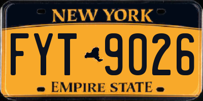 NY license plate FYT9026