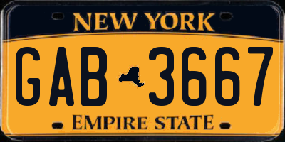 NY license plate GAB3667