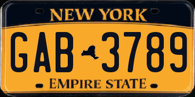NY license plate GAB3789