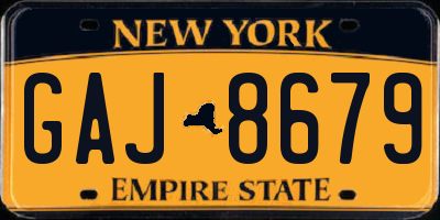 NY license plate GAJ8679