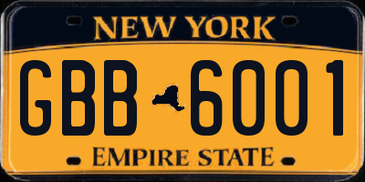 NY license plate GBB6001