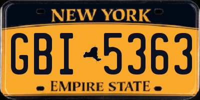 NY license plate GBI5363
