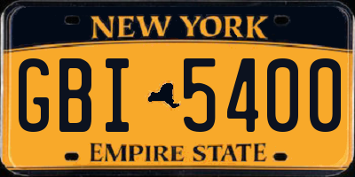 NY license plate GBI5400