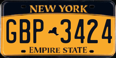 NY license plate GBP3424