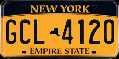 NY license plate GCL4120