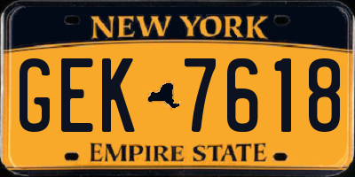 NY license plate GEK7618