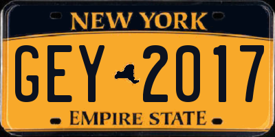 NY license plate GEY2017
