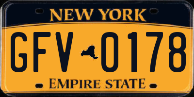 NY license plate GFV0178