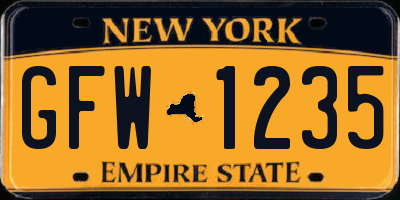 NY license plate GFW1235