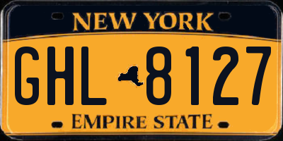 NY license plate GHL8127