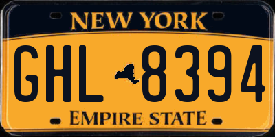 NY license plate GHL8394