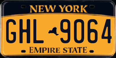 NY license plate GHL9064