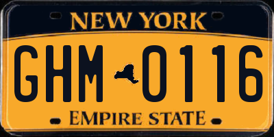 NY license plate GHM0116